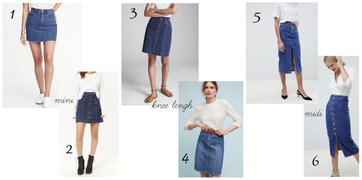 below knee length denim skirt