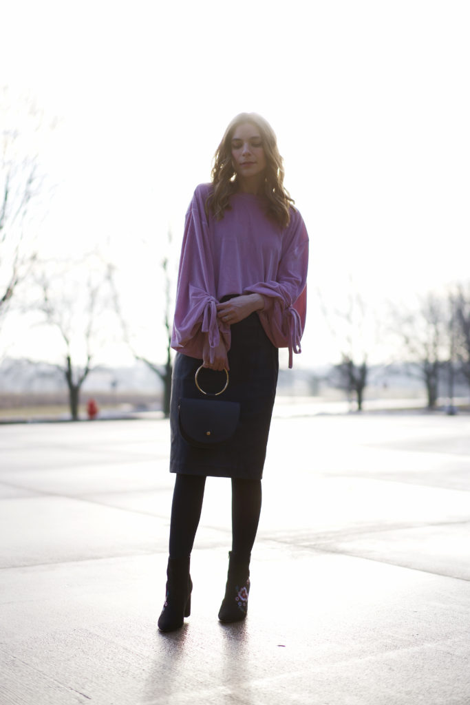 Romantic Bow Sleeve Sweater - The Dark Plum For Valentine's Day