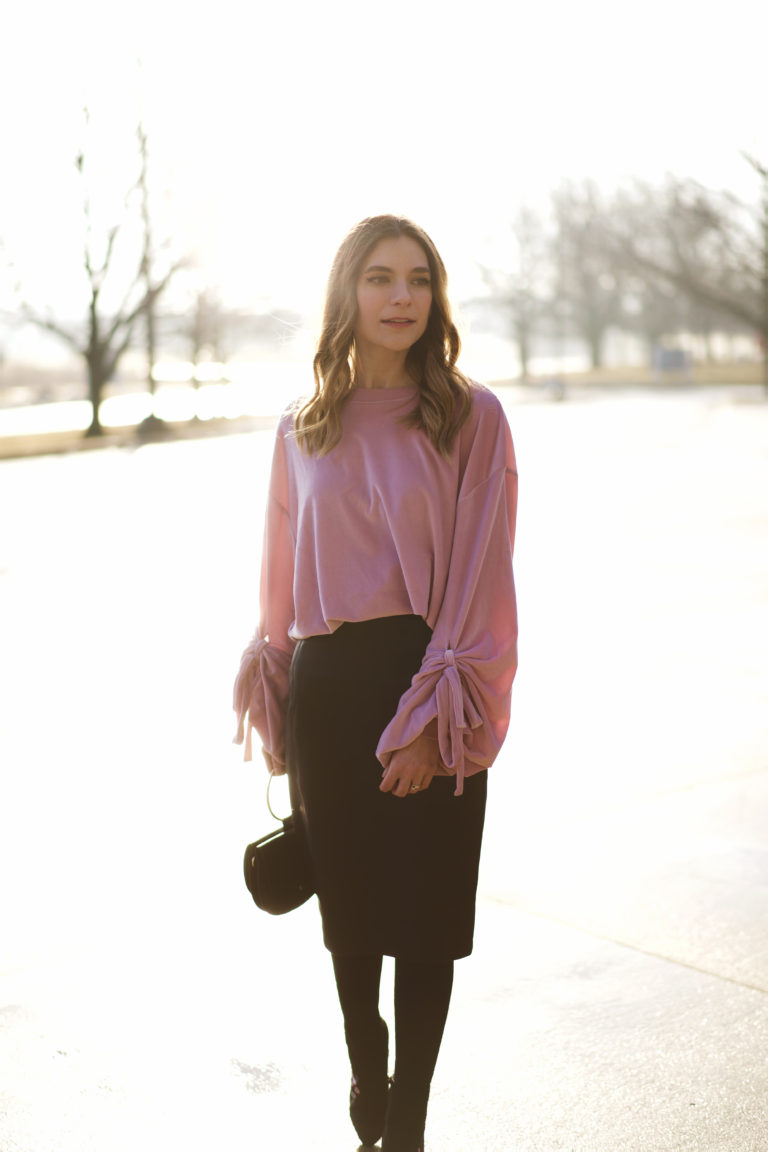 Romantic Bow Sleeve Sweater - The Dark Plum For Valentine's Day