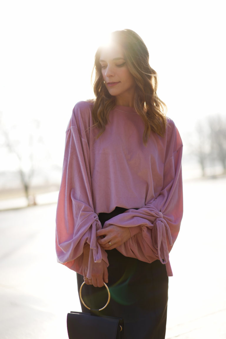 Romantic Bow Sleeve Sweater - The Dark Plum For Valentine's Day