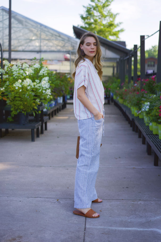 Women's striped linen outfit 