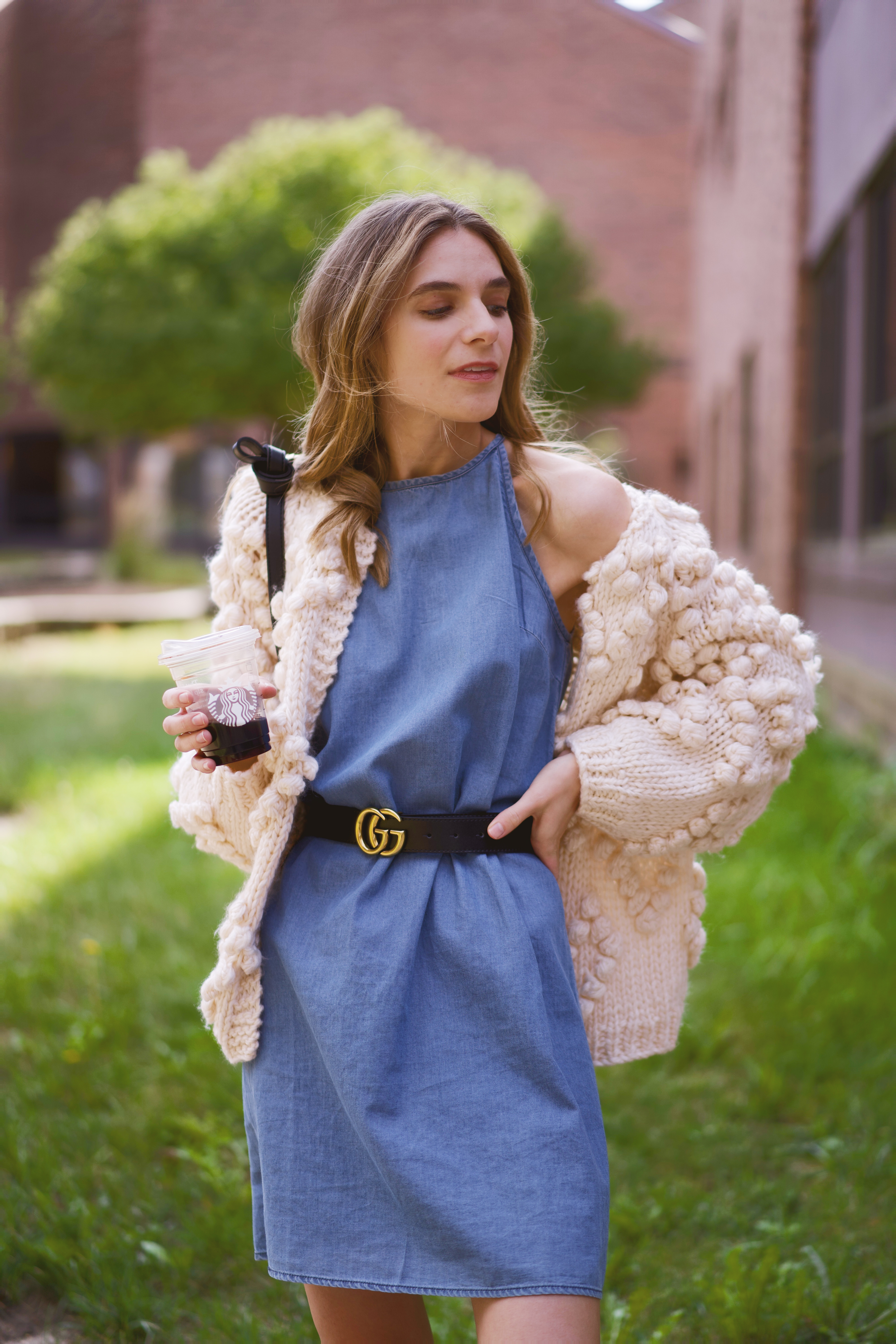 Belted chambray dress