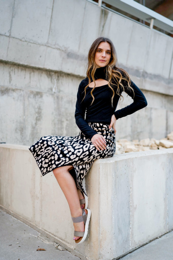 leopard print midi skirt 