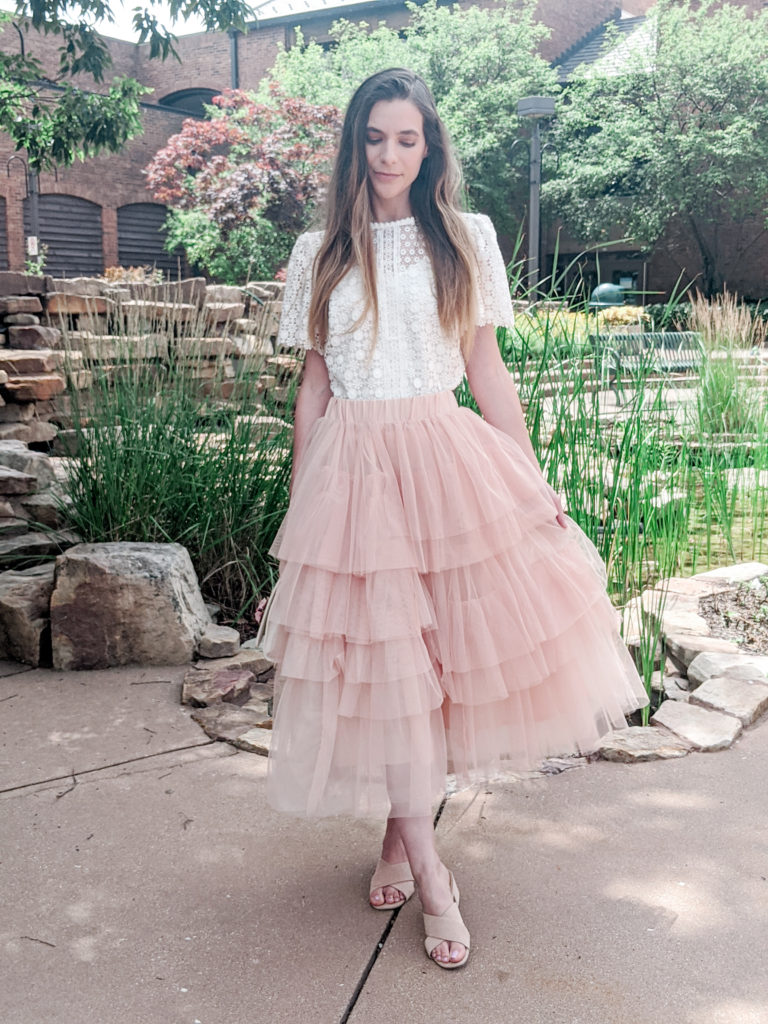 Pink tiered skirt 