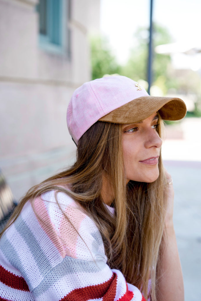 pink chambray hat 