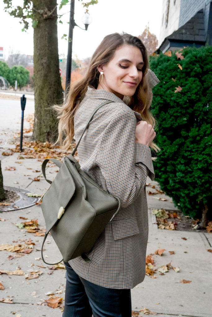 Women's green backpack purse