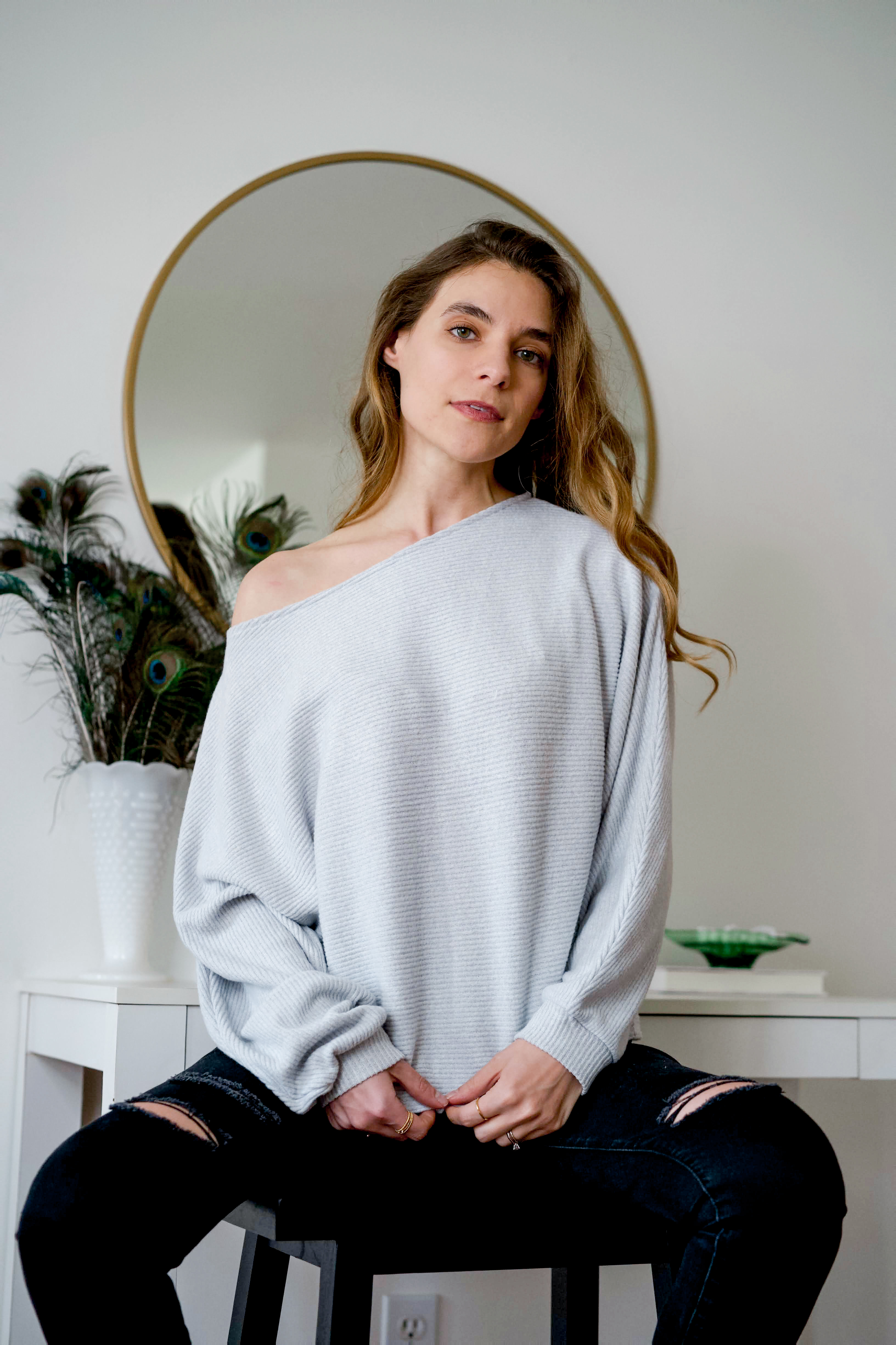 Lightweight gray women's sweater