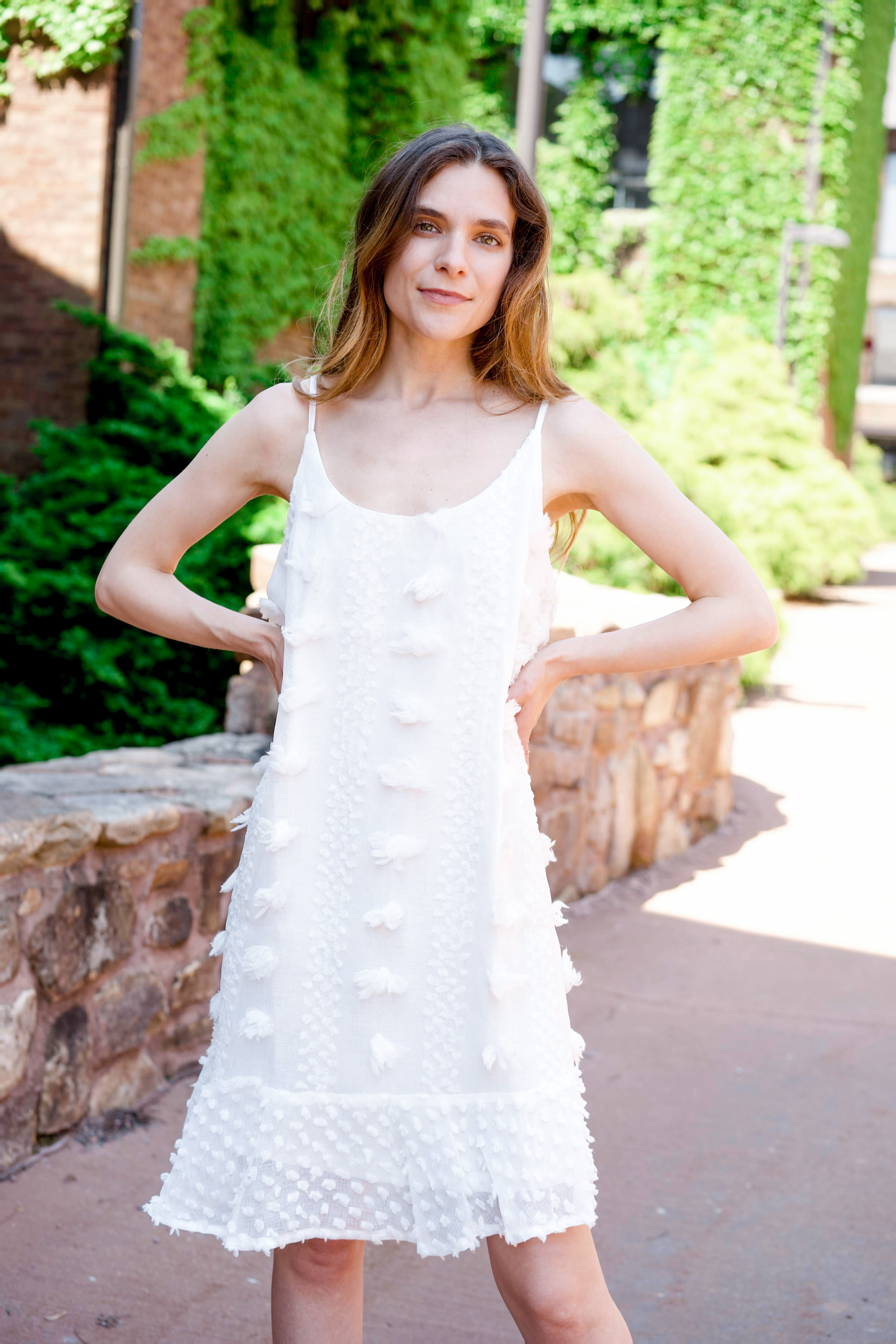 White textured dress