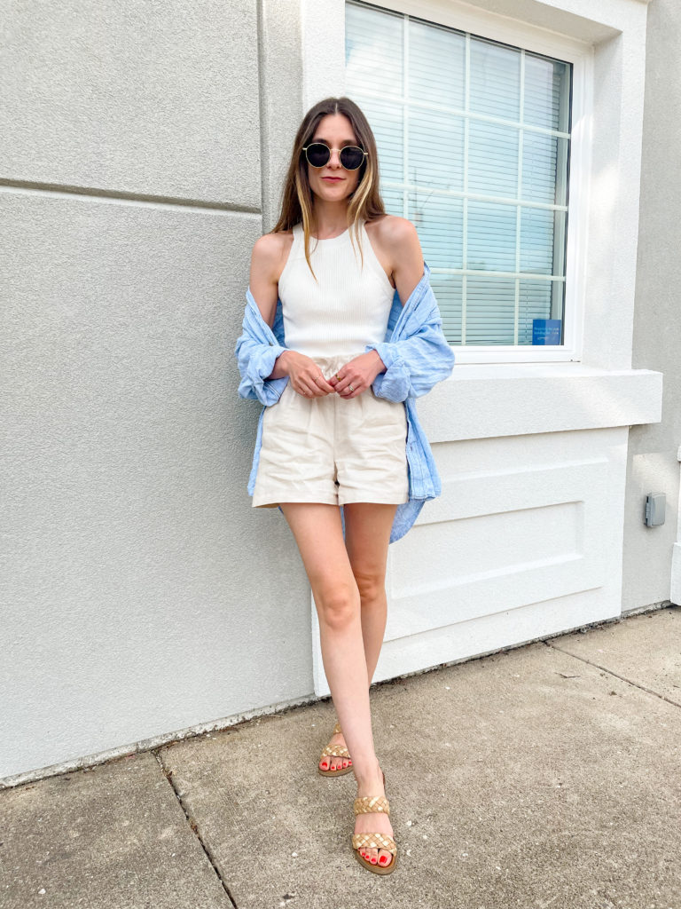 How To Transition Linen Paper Bag Shorts This Fall Two Ways